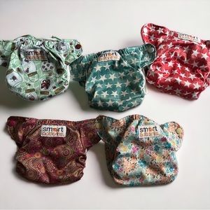 Smart Bottoms Newborn Reusable Cloth Diaper AIO Lot of 5 Girl Boy Flowers Stars
